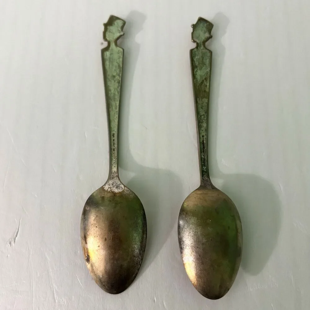 Charlie McCarthy Spoons Silver Plated Set 2 Dutchess Collectible Vintage